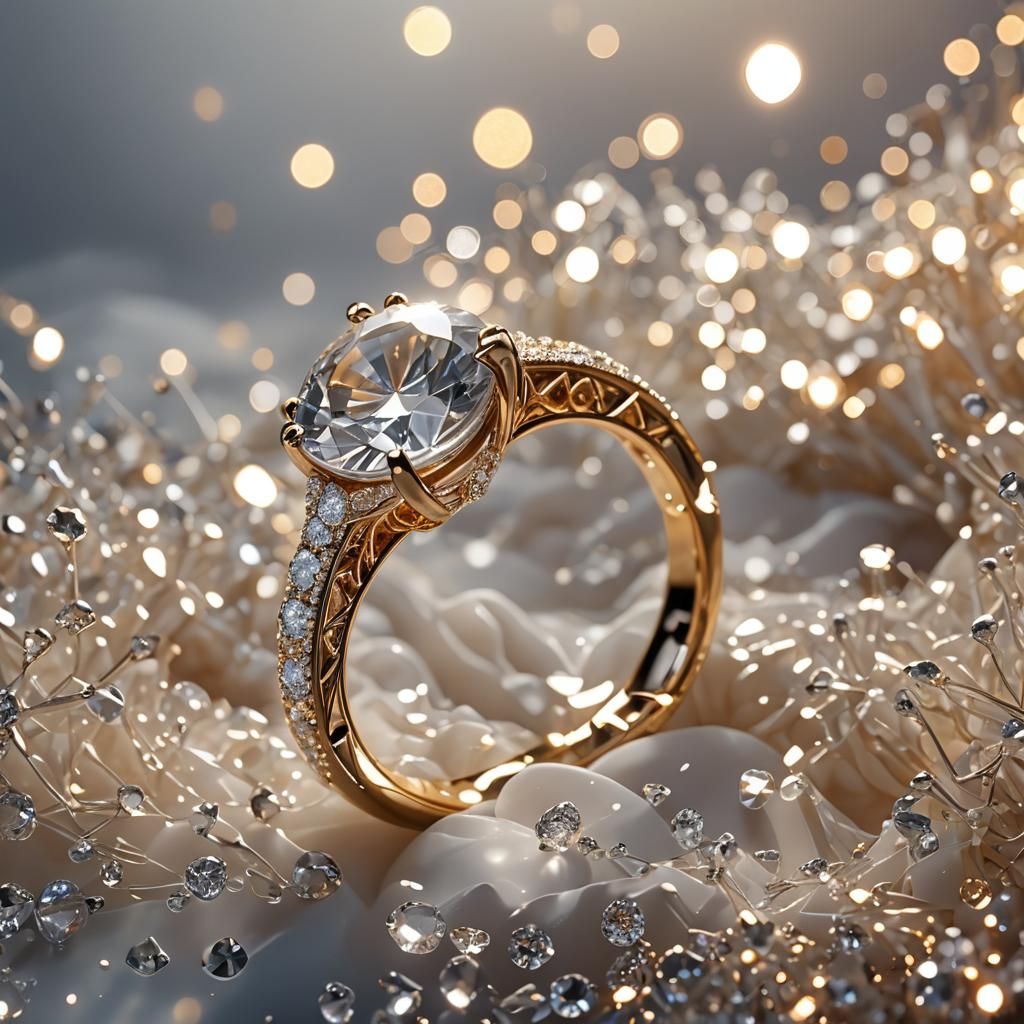 Close-Up of Diamond Ring in Macro Photography