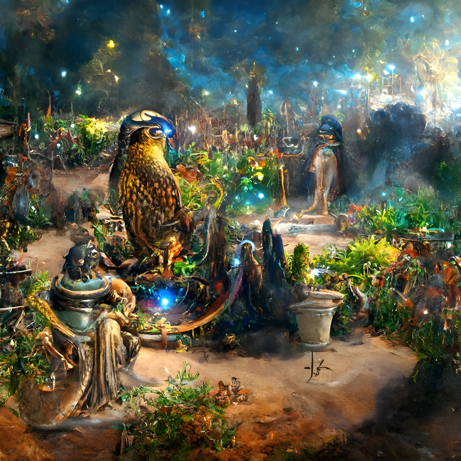 Horus in a Magical Garden Illustration