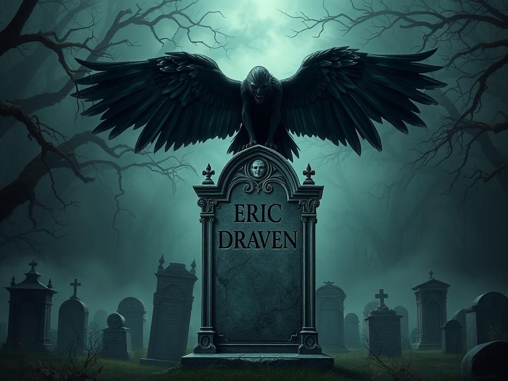 Gothic Cemetery with Angel of Death in Realism Style