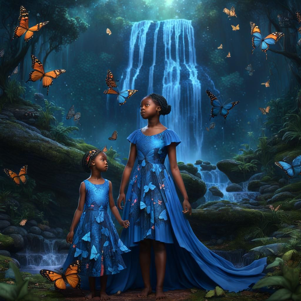 Afrocentric Mother and Daughter in Mythical Forest
