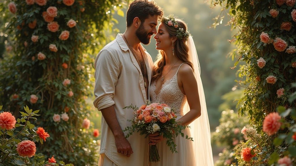 Bohemian Wedding Couple in Renaissance Style