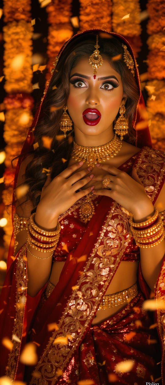 Crimson Lehenga: A Hyperrealistic Cinematic Masterpiece