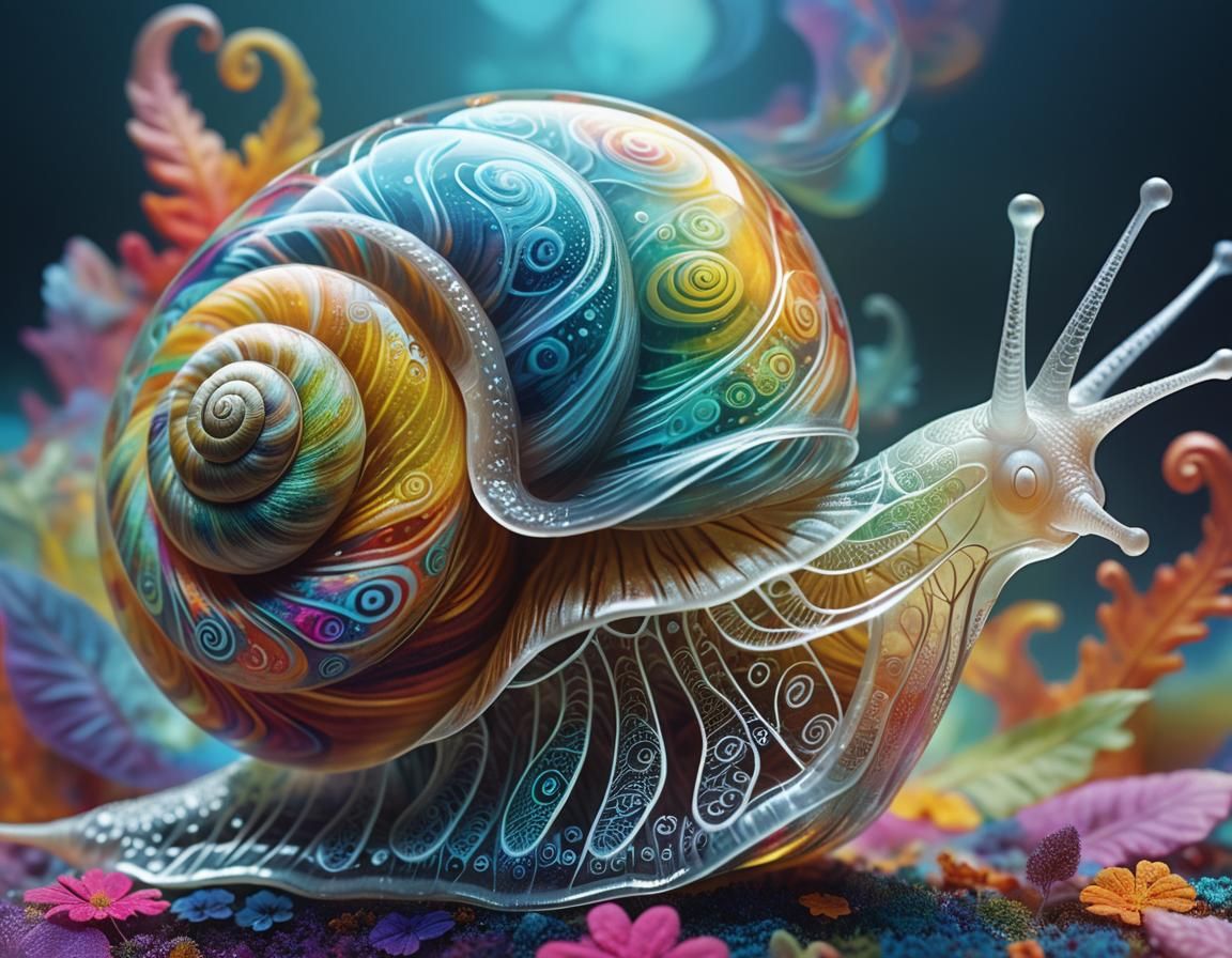 Ethereal Snail: Magical Realism Double Exposure