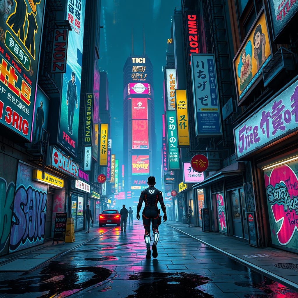 Cyberpunk Metropolis: Neon Streets and Cybernetic Implants