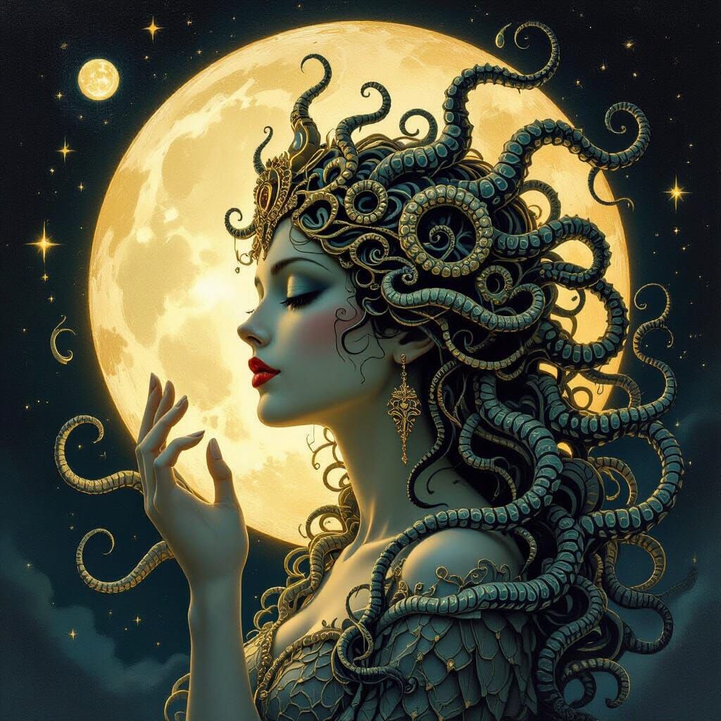 Medusa Marina with Tentacles and Butterflies