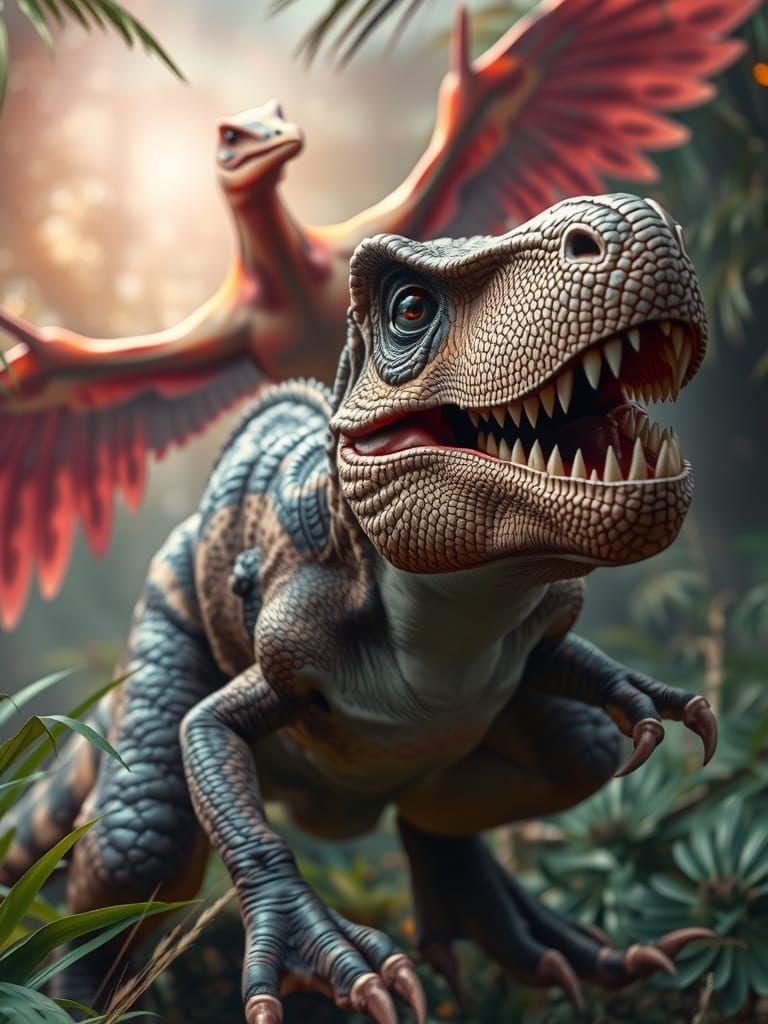 Hyper-Realistic Velociraptor Ready to Attack