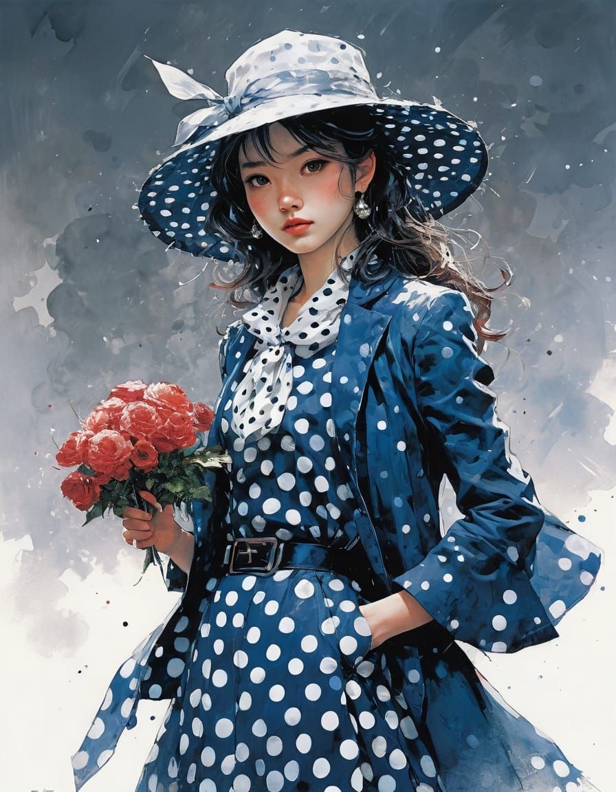 Elegant Polka Dot Fashion Illustration