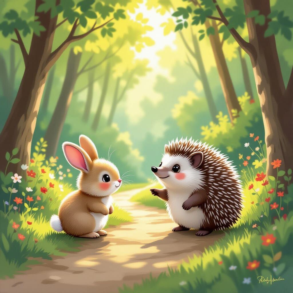 Lost Bunny Guided Home by Friendly Hedgehog
