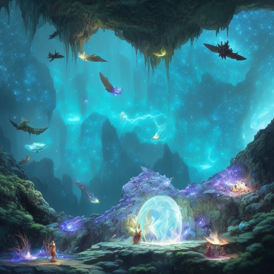 Underwater crystal cavern