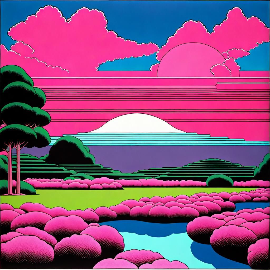 Nostalgic Vaporwave Landscape Inspired by the 1990s