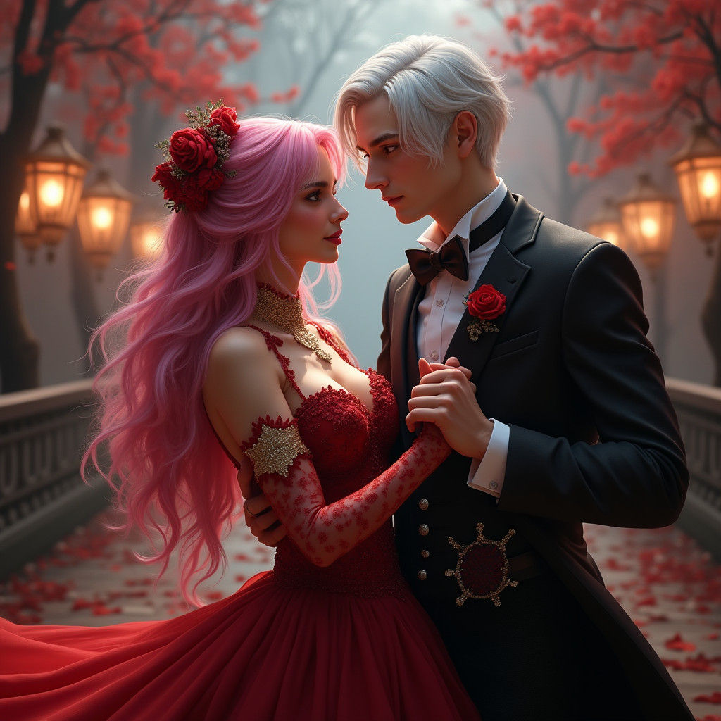 Fantasy Fall Formal Dance in Detailed Digital Painting