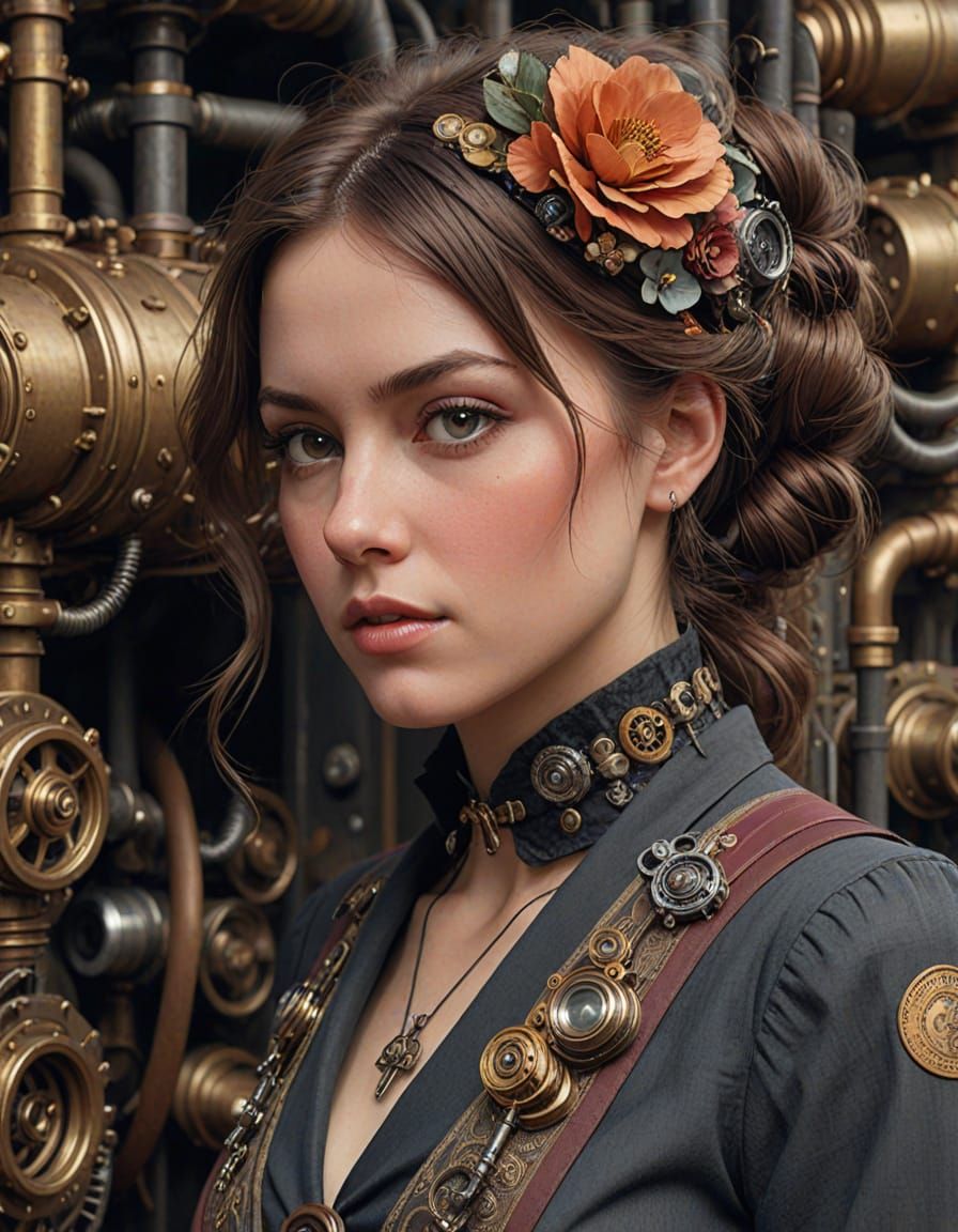 Elegant Steampunk Portrait of a Woman in Victorian Attire