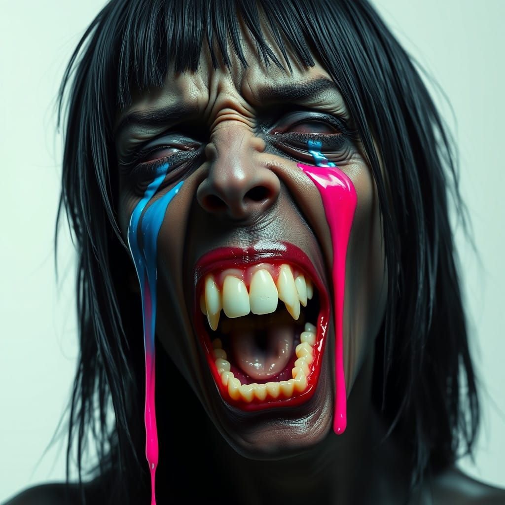 Disturbing, Translucent Woman in Agony