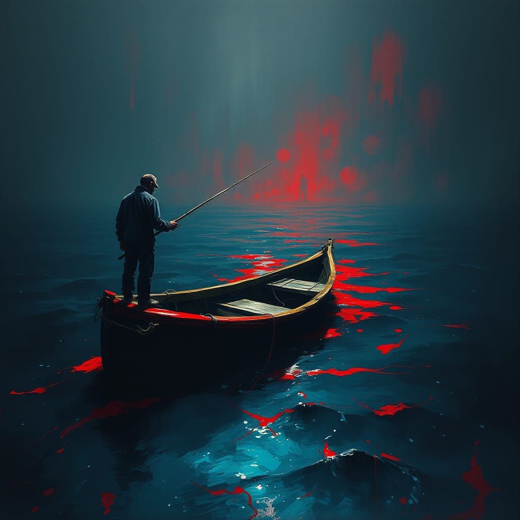 Haunting Deep Sea Scene with Wounded Ocean