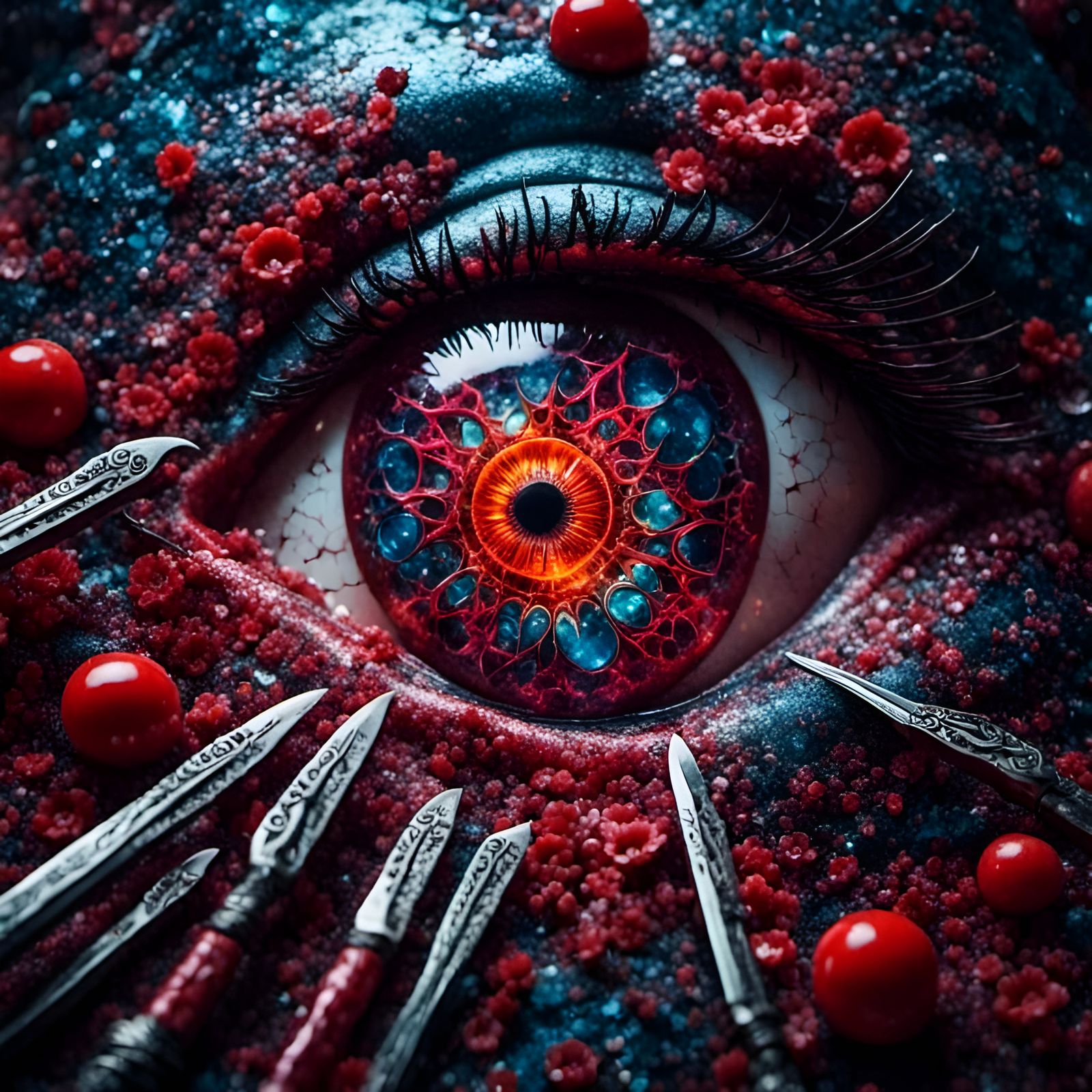 Hyperreal Bloody Knife and Screaming Eyeballs