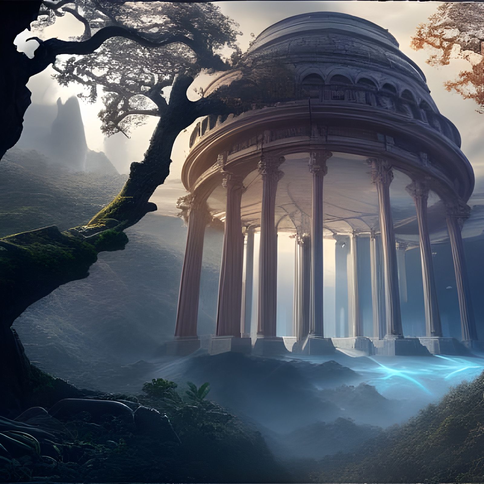 Dramatic Mountain Gorge Digital Matte Painting