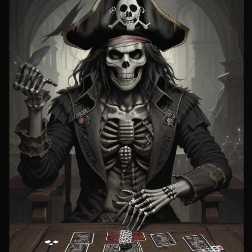 Pirate Skeleton Card Game in Horror Style