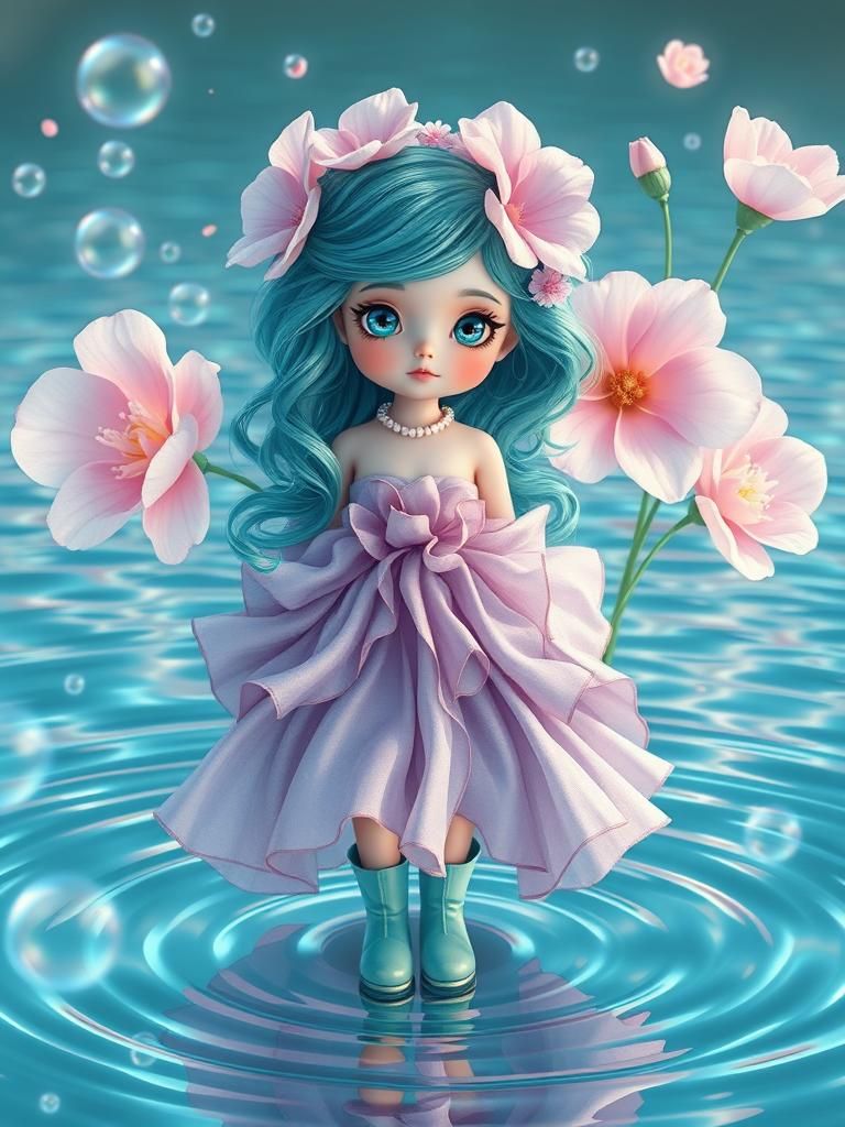 A doll-like girl with large, expressive eyes