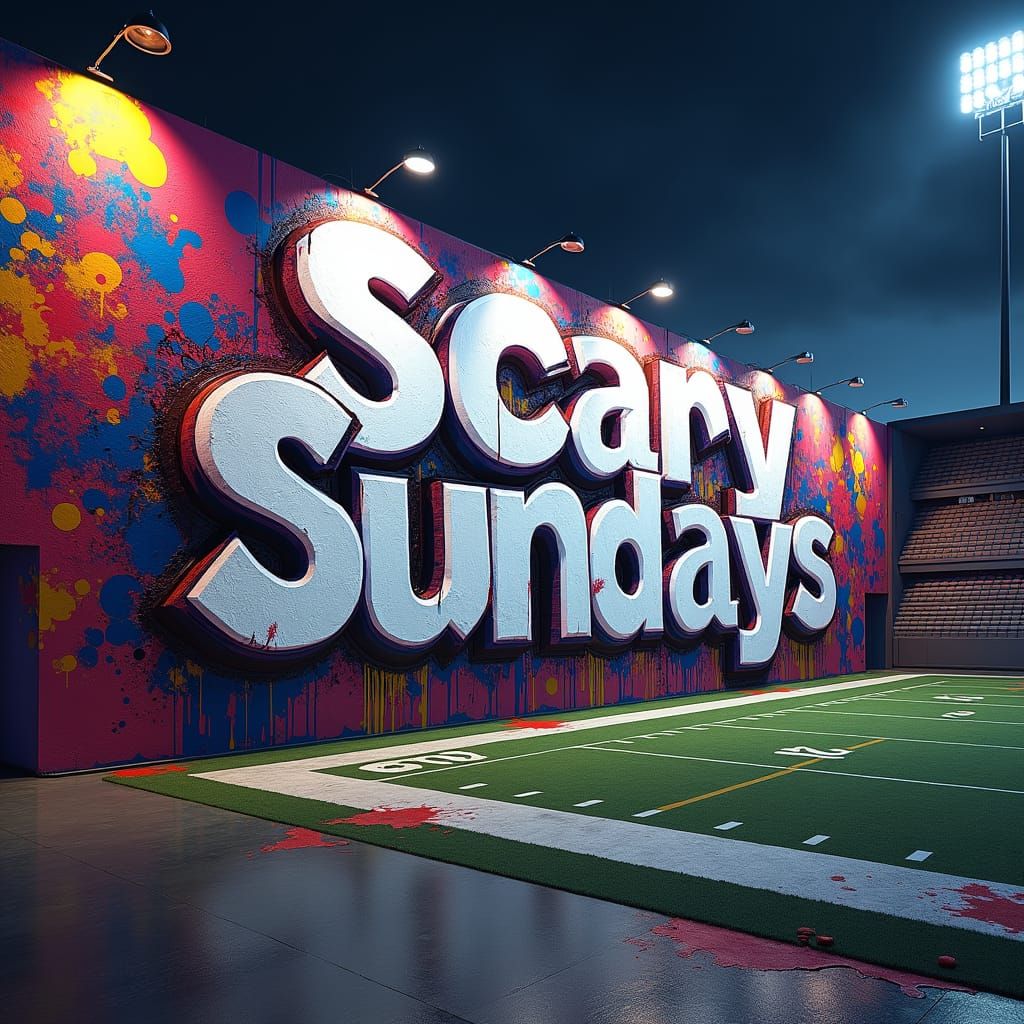 Fantasy Football Stadium Graffiti Art Mural