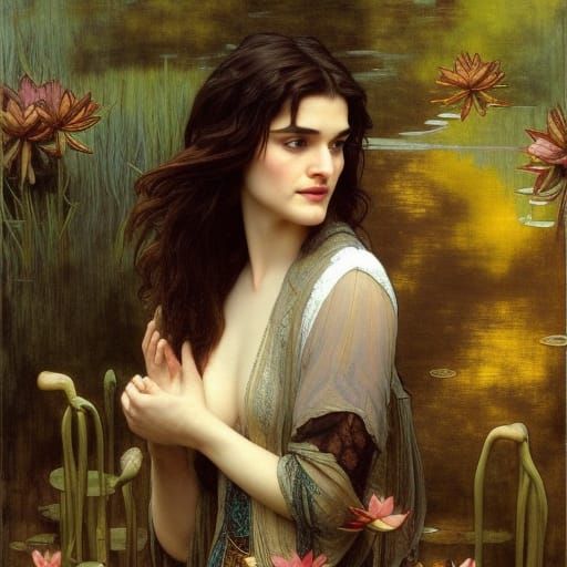 Reflective Lotus Pond Portrait in Rococo Style