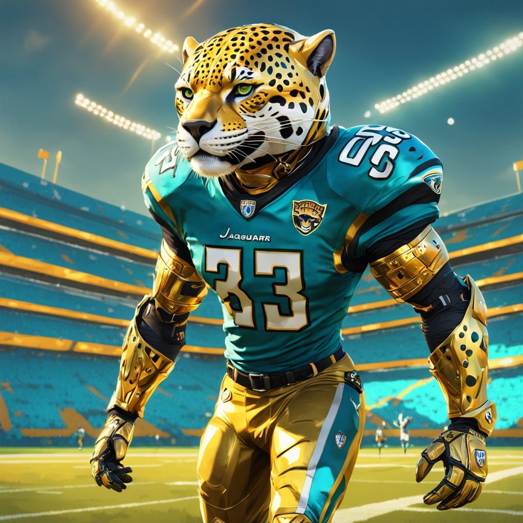 Jaguar Athlete Concept Art on Football Field