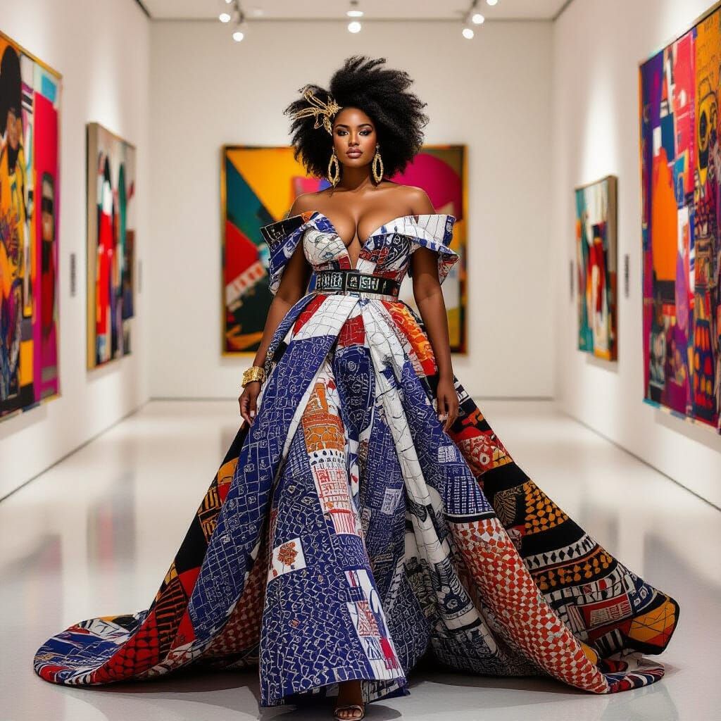 Plus-Size Black Woman on Vogue Cover in Art Gallery