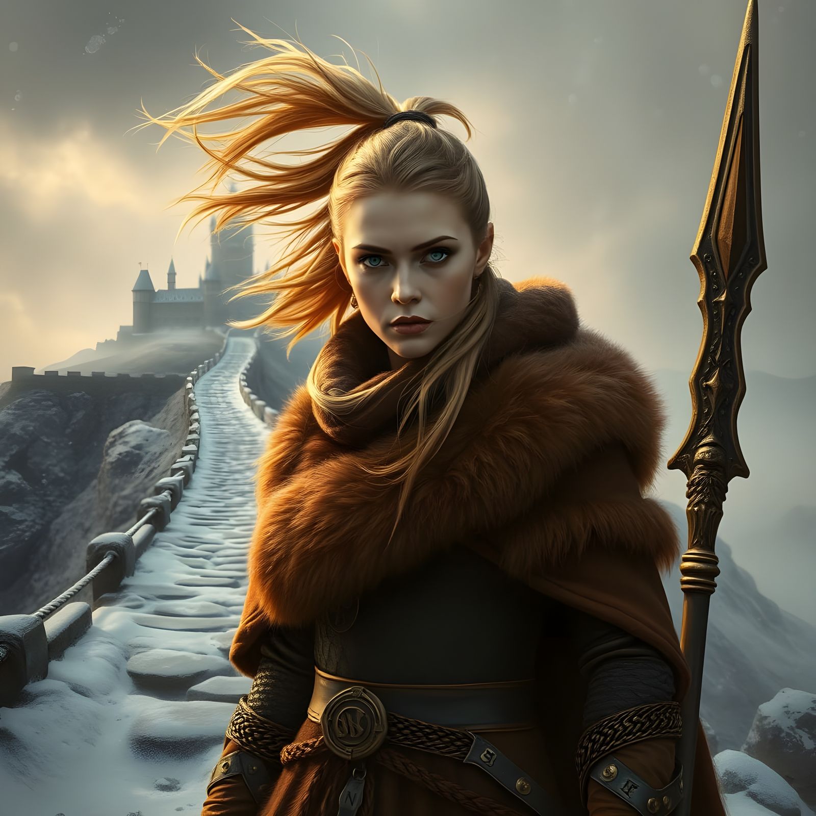 Norse Goddess of Gatekeeping in Haunting Low-Contrast Scene