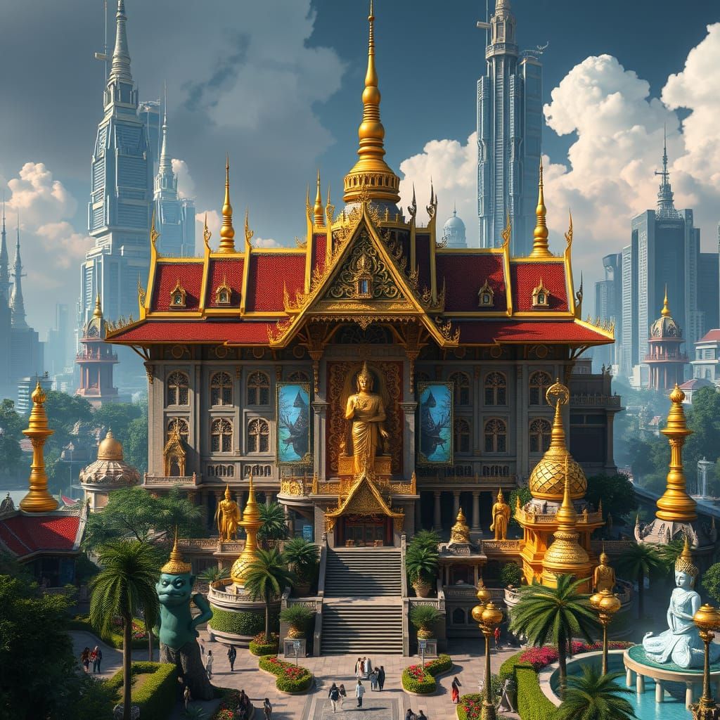 Surreal Thai Futurism: Ancient Majesty Meets Modern Marvels