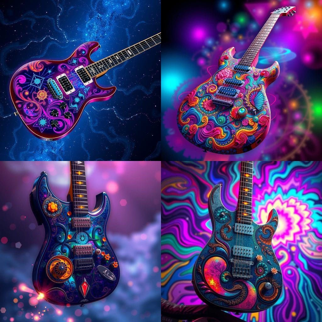 Vibrant Electrical Guitar in Fantastical Detail