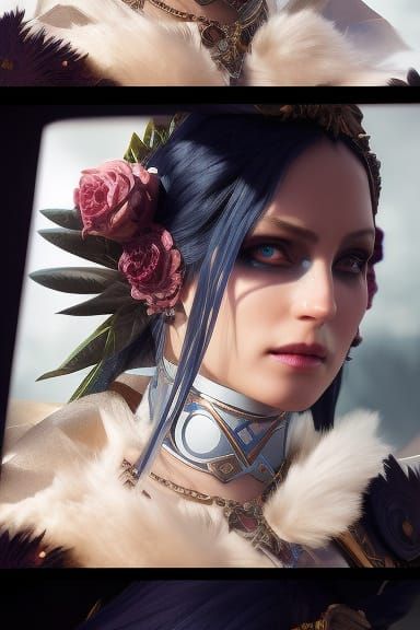 Morrigan, Celtic Goddess of War, Art Nouveau Style