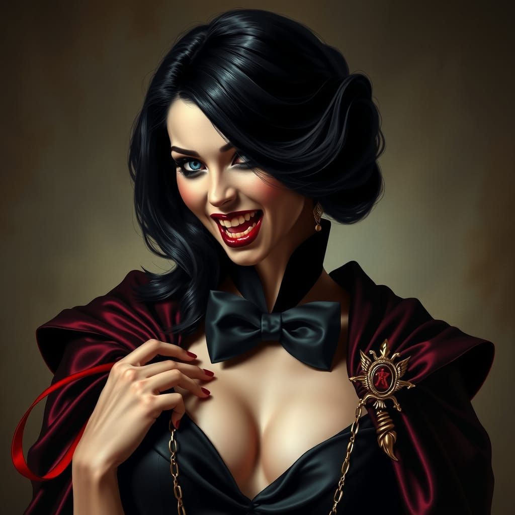 Elegant Italian Vampire Countess in Black Tie Gothic Romance