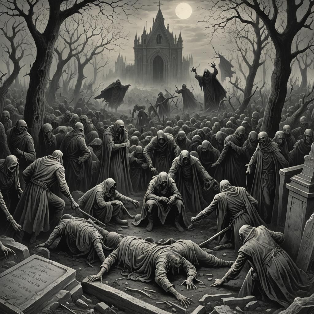 Horror Graveyard Scene in Gothic Style