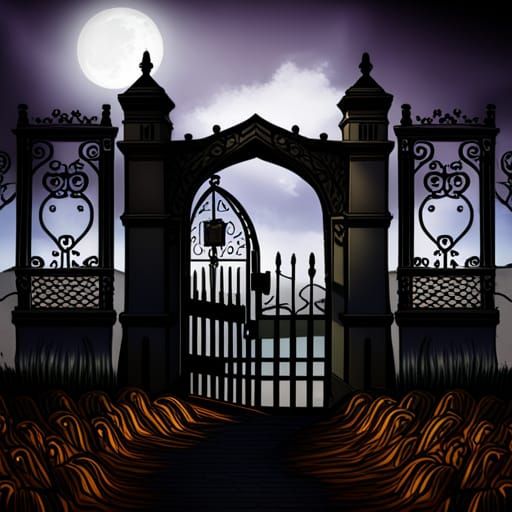 1600's Cemetery at Night: Hyperrealistic Alcohol Ink Photo