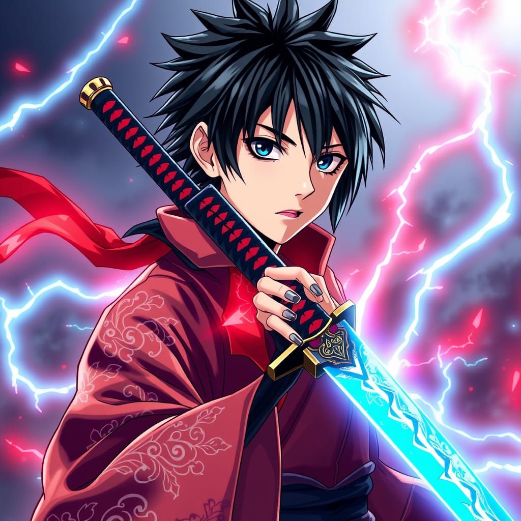 Teenage Yozora Uchiha in Dynamic Anime Style