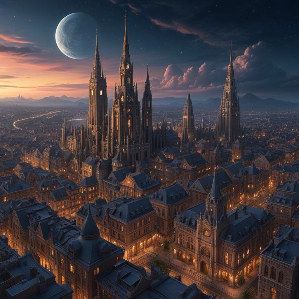 Fantastical Metropolis Matte Painting