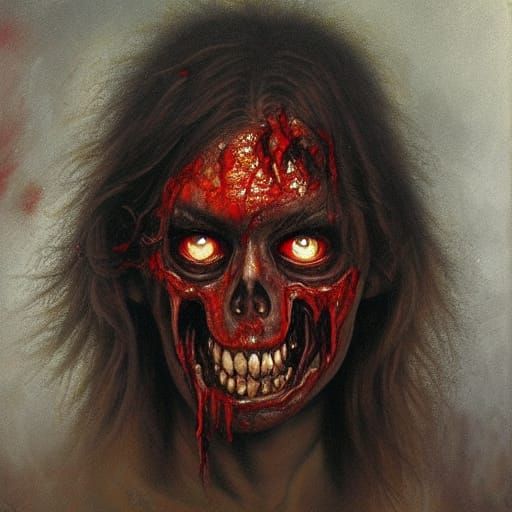 Zombie Horde in an Apocalyptic Oil Painting