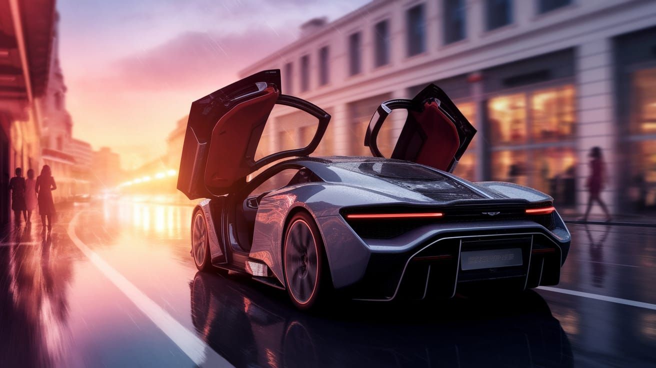 Electric Supercar Speeds Down Futuristic Monaco Street at Go...