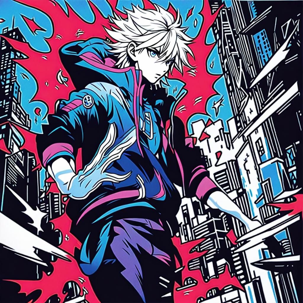 Manga Scan: Silver-Haired Man in Urban Setting