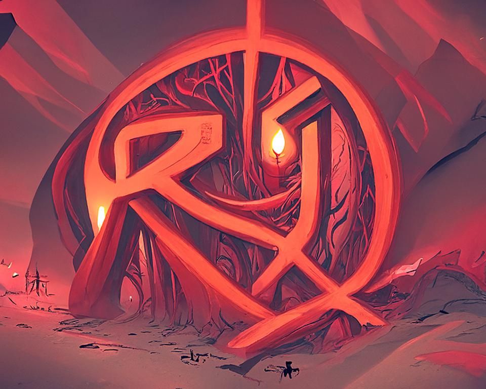 Red Ward Rune with Yellow Glow: Digital Artwork