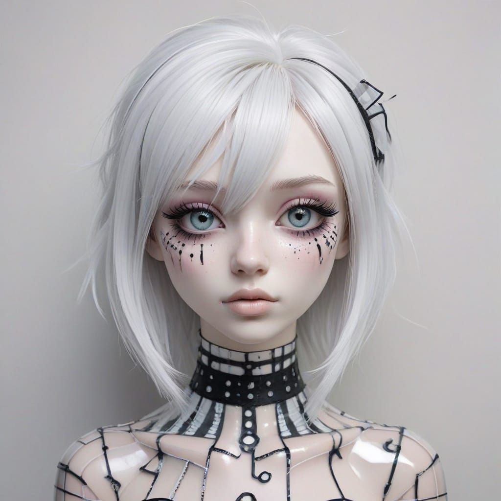 Whimsical Gothic Cartoon Portrait in Pastel Hues