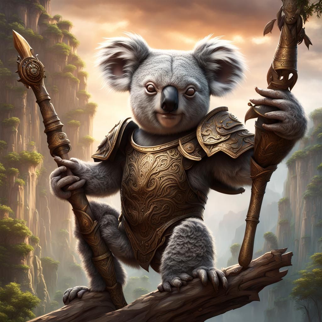 Koala Gladiator in Detailed Digital Painting