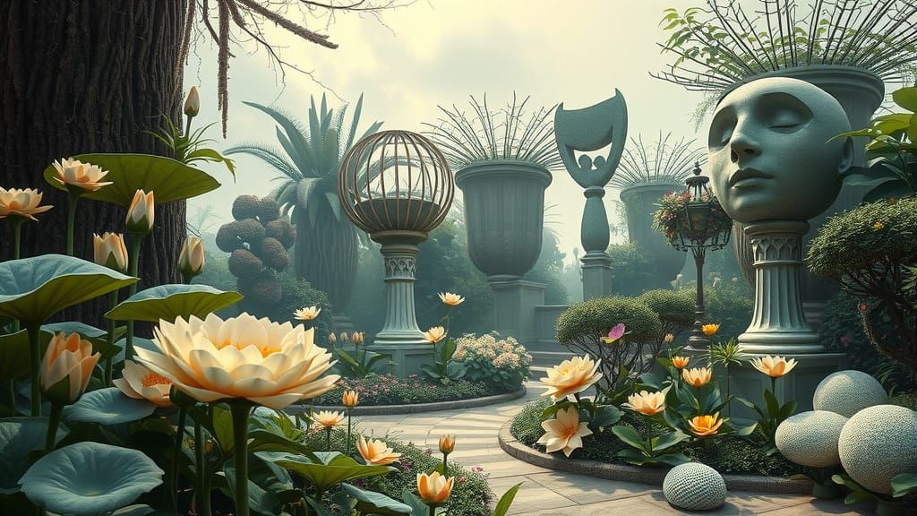 Surreal Garden Oasis in Soft Focus