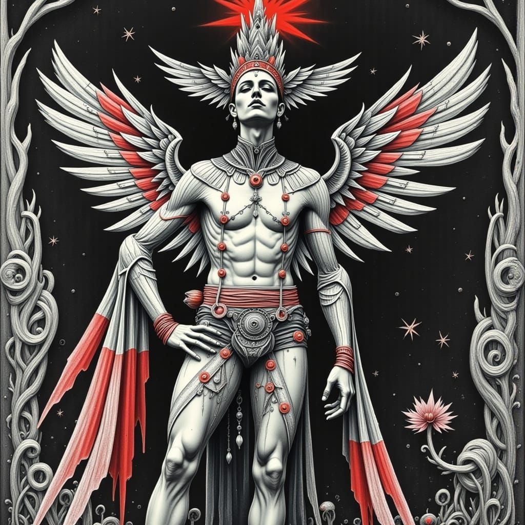 Steampunk Raven Man: Dada-Inspired Photogram in Black and Wh...