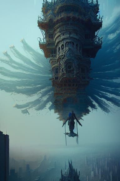 Oversized Ghost Lurking Over City Mountains