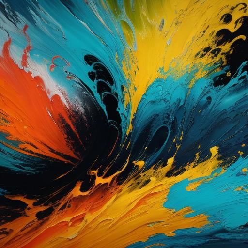 Abstract Expressionism with Swirling Clouds in Warm Colors