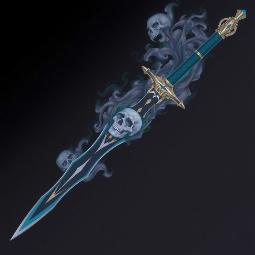 Sword Forged from Electric Blue Flames with Intricate Patter...