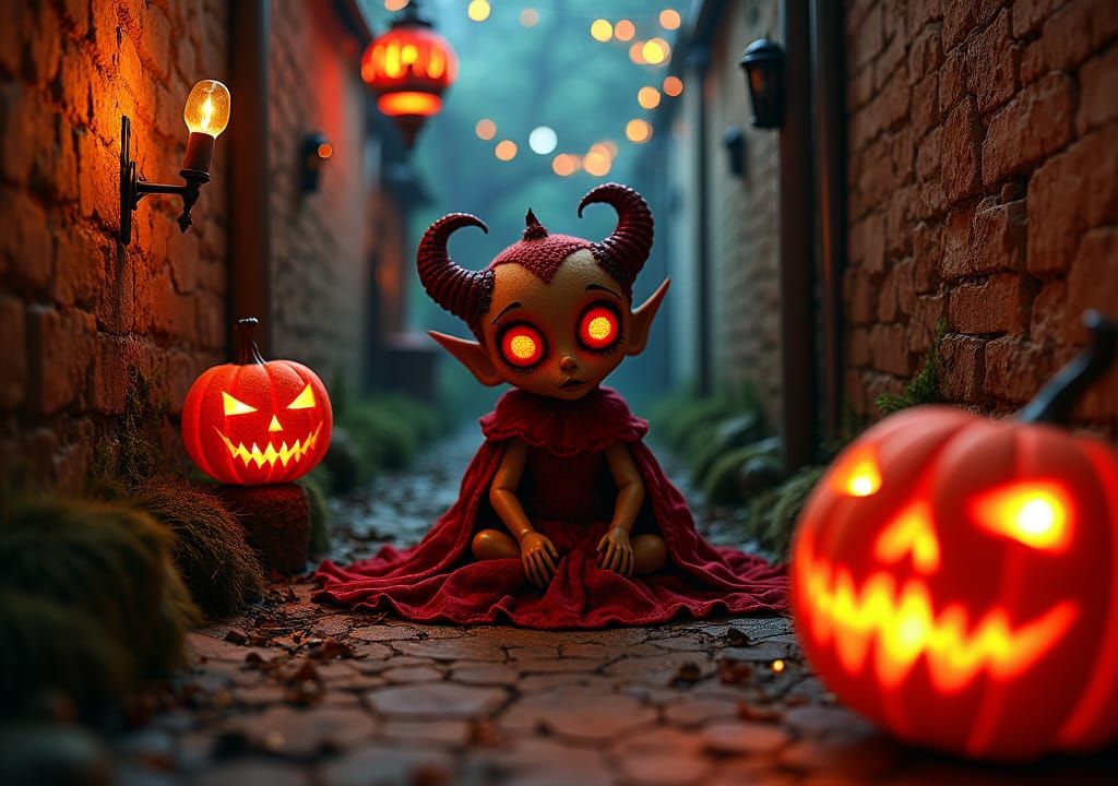 Creepy Halloween Scene with Glowing Murchmeffles