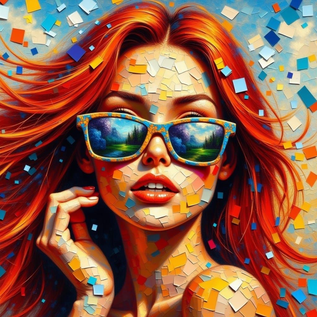 Vibrant, Whimsical Portrait in Impasto Style