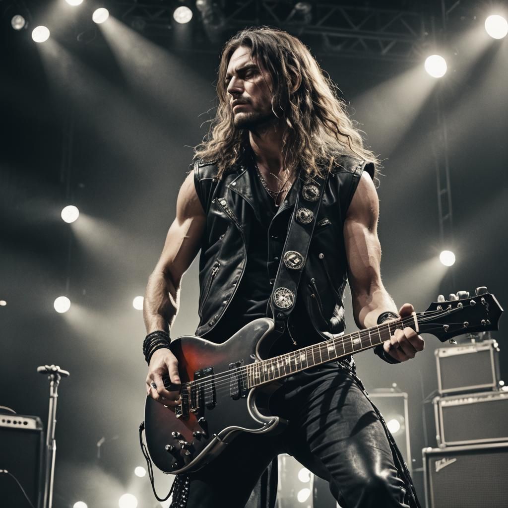 Rock Guitarist on Stage in Concert