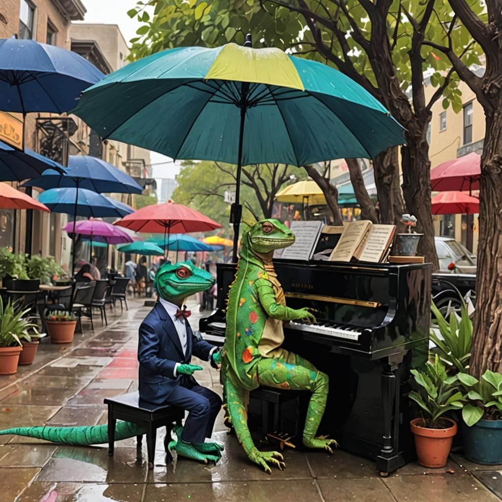 Maximalist Lizard Spirit Plays Piano